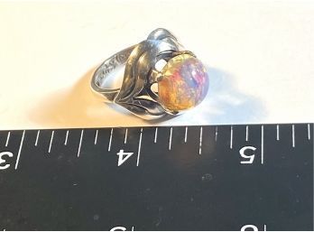 Vintage J SOTELO Sterling 925 Taxco Foil Opal Ring Size 8