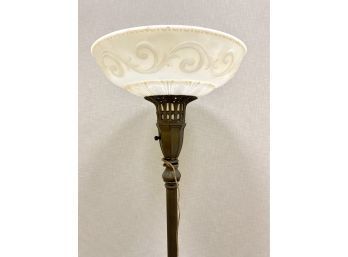 Vintage Floor Lamp With White Glass Shade