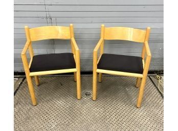 Pair Vintage Solid Birch Acorn Chairs Massimo Lella Vignelli