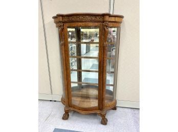 Exceptional Carved Oak Griffin China Cabinet Attributed To RJ Horner