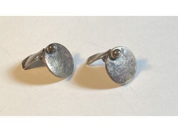 Sterling Silver N.E. From Denmark Modernist Clip Earrings