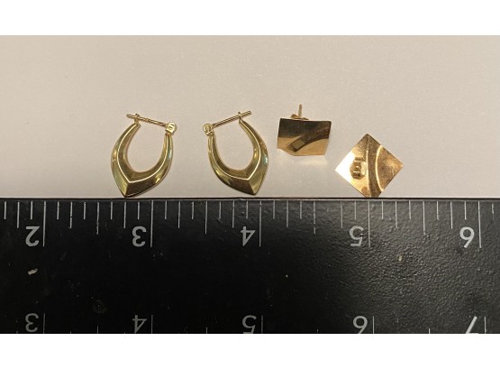 Two Pair 14K Yellow Gold Earrings