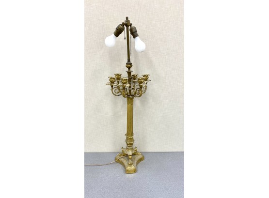 Antique Gilt Candelabra Lamp 38'