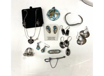 Sterling Silver Jewelry Including Some Enamel