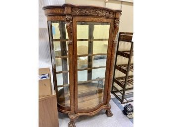 Horner Style Oak China Cabinet With Griffins