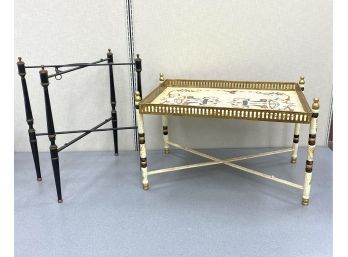 Two Metal Regency Style Coffee Table Bases One With Painted Tray Top  Signed John Richards