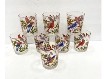 Set 8 Vintage Arcoroc France Bird Glasses
