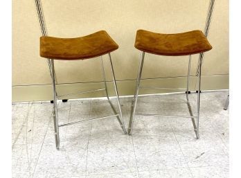 Pair CB2 Bar Stools Chairs