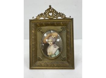 Ornately Framed French LAURE LEVY Miniature Portrait Painting