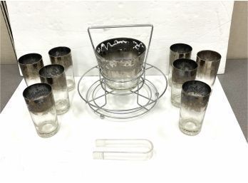 Set 8 Mid Century Modern Glass With Carrier Holder