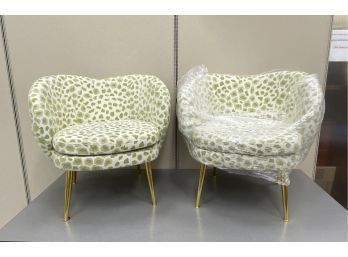 Pair Contemporary Upholstered Modern Chairs