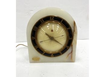 Art Deco White Onyx Mantle Clock By Telechron Retail $325 1stDibs