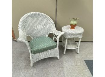 Vintage Wicker Armchair And Table