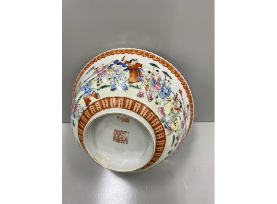 Antique Chinese Export Porcelain Bowl With Everted Rim