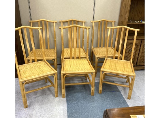 Set Six Bamboo Style Rattan Chairs