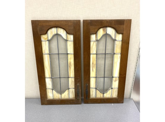 Pair Stained Glass Cabinet Doors