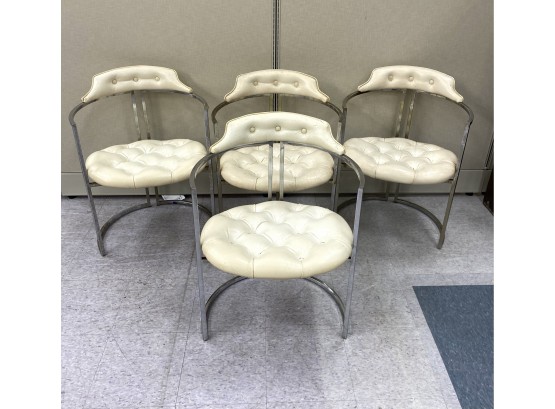 Four Vintage Mid Century Style Chrome Chairs