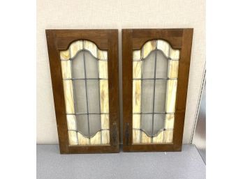 Pair Stained Glass Cabinet Doors