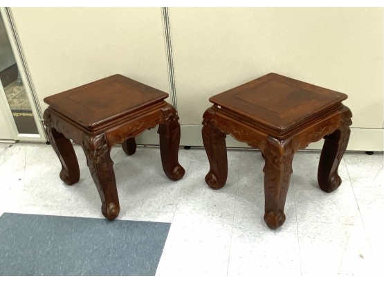 Pair Heavy Asian Style Stools Or Side Tables