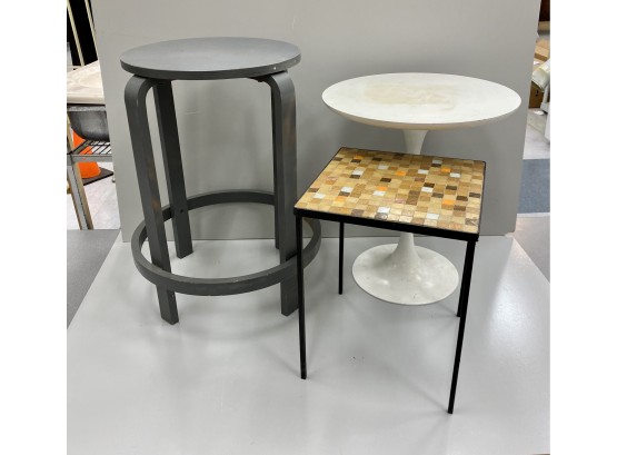 Three Mid Century Tables Including Alvar Aalto And Knoll Saarinen Style Examples