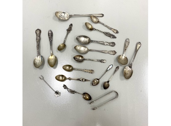 Sterling Spoons Including Numerous Souvenir Examples