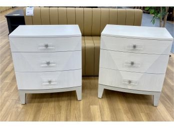 ***NEW ADDITION***Pair New With Tags BERNHARDT WHITE FINISH AXIOM NIGHTSTAND CHESTS (Retail $2662)
