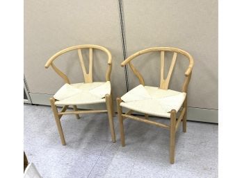 Pair Contemporary Hans Wegner Wishbone Style Chairs