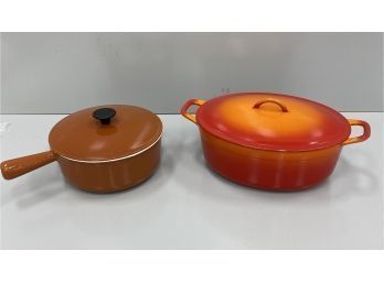 Two French And Belgium Enamel Cookware