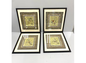 Four Framed Chinese Silks
