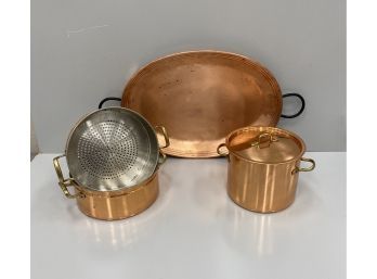 Copper Kitchenware And Tray