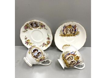 Queen Elizabeth Commemorative Cups Saucers
