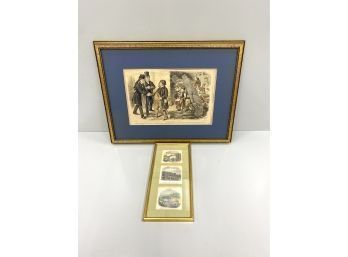 Two Framed New York Illustrations NYC Undertakers And Croton Aqueduct