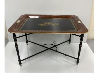Regency Style Tole Tray On Stand Coffee Table