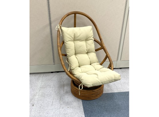 Vintage Rattan Coil Base Swivel Chair