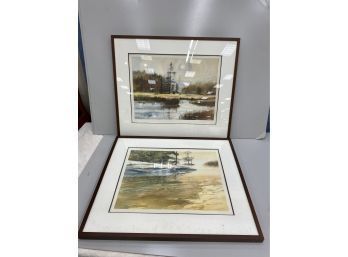Two Framed Artworks Signed Harvey Kidder (American 1918-2001)