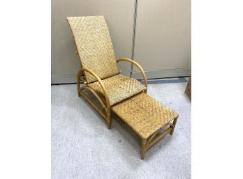 Vintage Wicker Rattan Folding Deck Chair