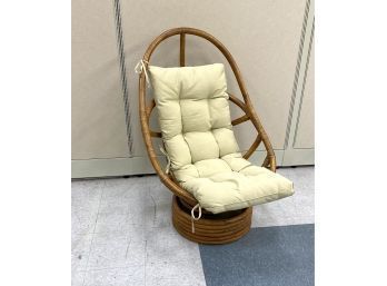 Vintage Rattan Coil Base Swivel Chair