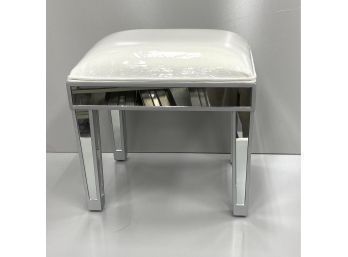 Contemporary Mirrored Glass Dressing Table Stool