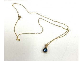 10K Gold And Blue Stone Necklace
