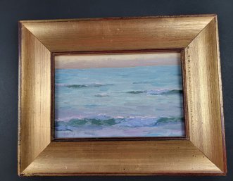 Gary Michael 'ocean Near Acapulco' Painting On Board For Art Against Aids 2004  About 9 X 11.5 In A Nice Frame