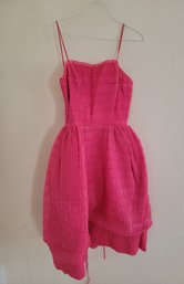 Hot Pink (Probably) Hand Made Dress With Lace Back - Pit To Pit Is 15 Inches