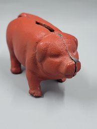 Red Antique Pig Piggy Bank 4.5 Inches Long About 2 Inches Tall