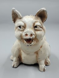 Cast Iron Pig Giving Side Eye 4.5 Tall - Replaced Stopper - Antique