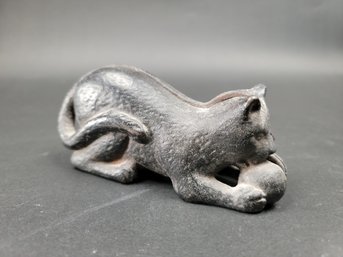 Cat Playing With Ball - Antique AC Williams Cast Iron Still Bank