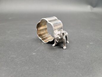 Bull Dog Napkin Ring Silver Plate Victorian