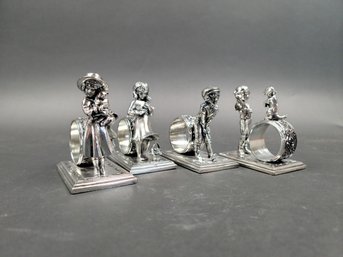 Lance 1979 Children At Play Silver Plate Napkin Rings X 4 Very Heavy