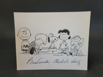 Hand Signed Peanuts Gang Print - Best Wishes Charles Schultz