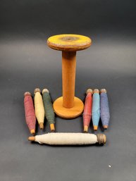 Antique Wooden Spool And Thread Bobbins