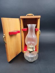 Vintage Oil Lamp In Home Made Box -  Lamp Light Farms