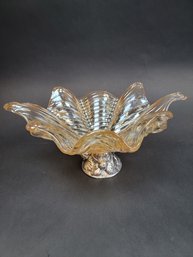Murano Glass Bowl On Silver Plate Vase